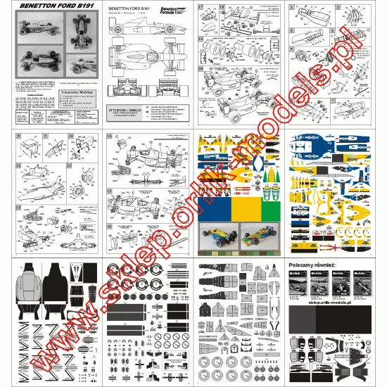 Papierový model - Formula F1 - Benetton Ford B191